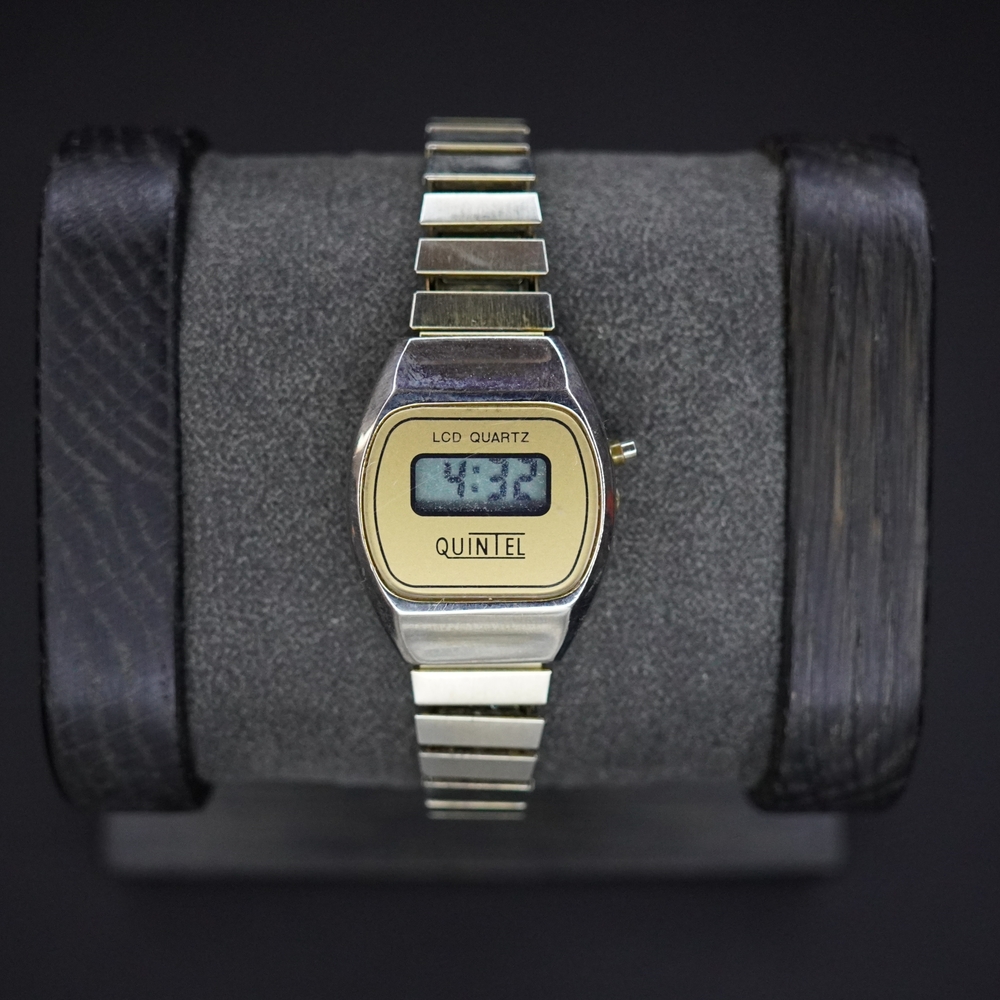 Vintage QUINTEL Digital Watch Quartz Gold Tone Unisex New Battery